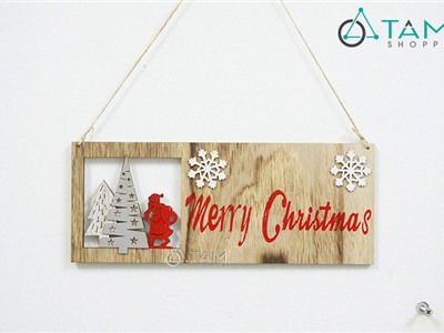 Bảng treo cửa Giáng sinh bằng gỗ Merry Christmas số 29